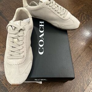 COACH women’s Suede Sneakers in Light Beige